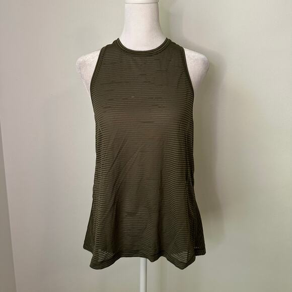 Lululemon army green sheer striped tank top - Picture 2 of 11